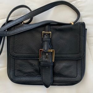 Isaac Mizrahi Leather Black Crossbody Bag